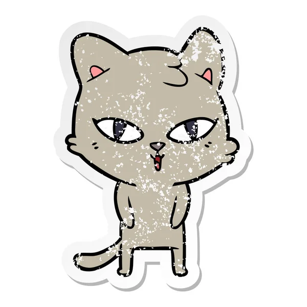 Nödställda klistermärke av en tecknad katt — Stock vektor