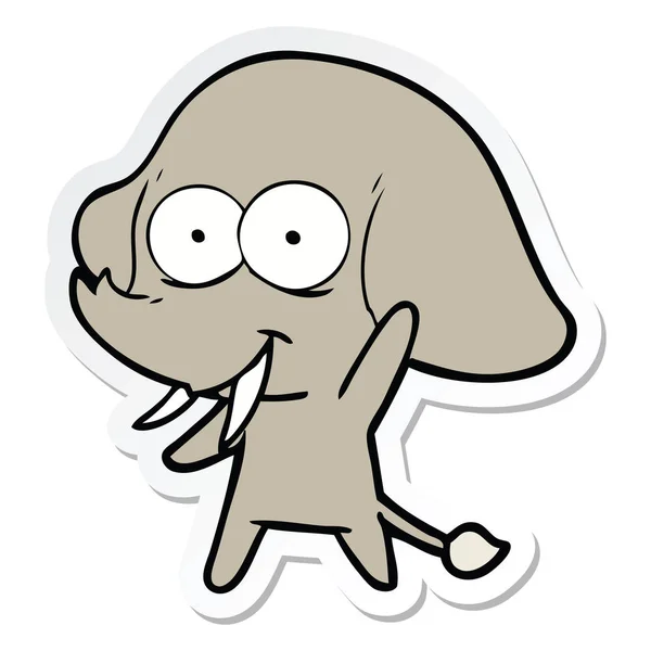 Sticker van een happy cartoon-olifant — Stockvector