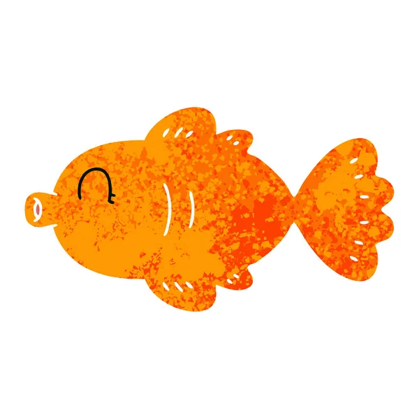 Skurrile Retro-Illustration Stil Cartoon Fisch — Stockvektor