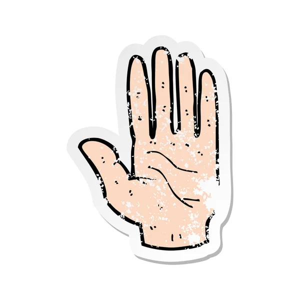 Retro distressed sticker of a cartoon hand — Stock Vector
