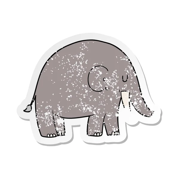 Verontruste Sticker Van Een Cartoon Olifant — Stockvector