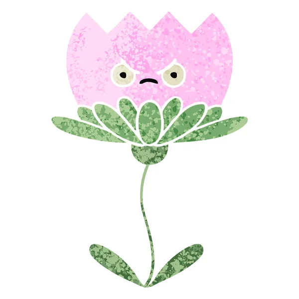 Retro illustration style cartoon flower — Stock Vector