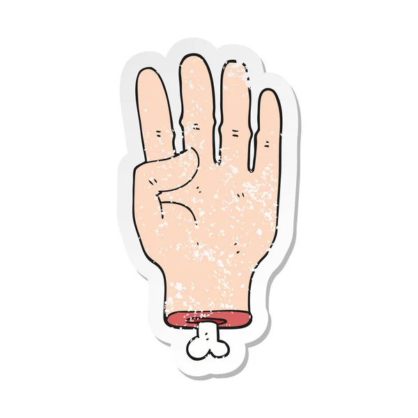 Ретро стресова наклейка мультяшної руки — стоковий вектор