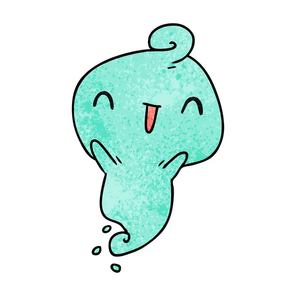 Getextureerde cartoon kawaii schattig dode ghost — Stockvector