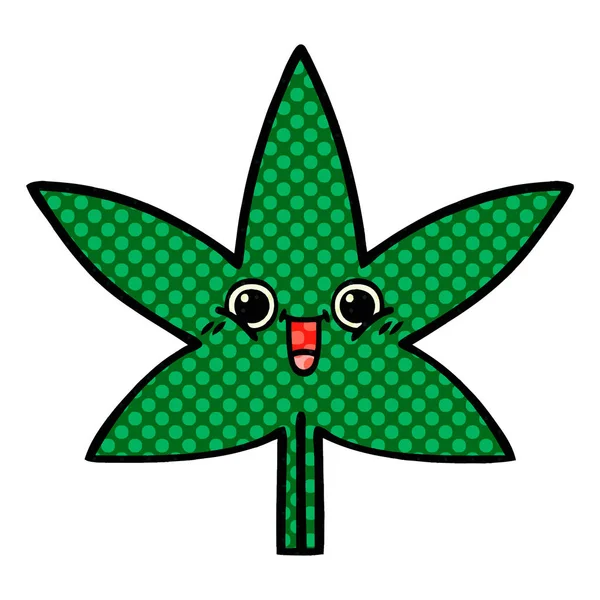 Comic book style cartoon marijuana leaf — Stock Vector
