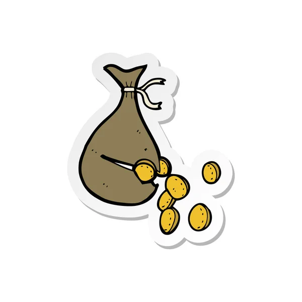 Sticker of a cartoon bag of money — Stock Vector