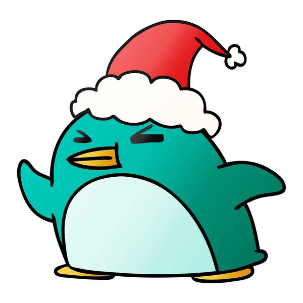 Navidad gradiente de dibujos animados de pingüino kawaii — Vector de stock