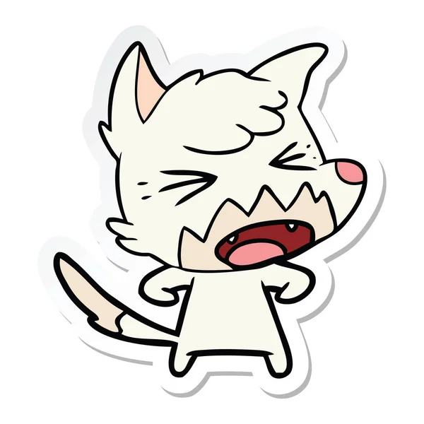 Sticker of a angry cartoon fox — Stock Vector