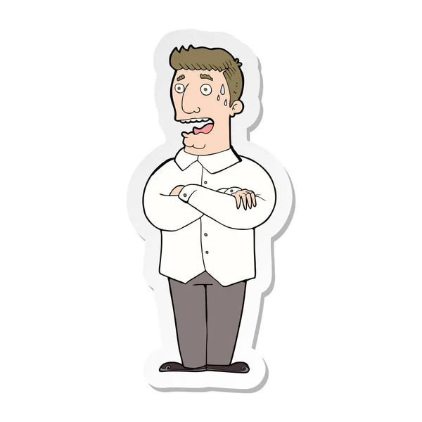 Sticker Cartoon Nervous Man Sweating — Stock Vector