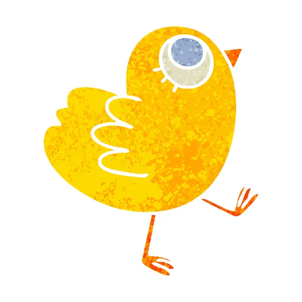 Желтая Птица Стиле Ретро Иллюстрации — стоковый вектор