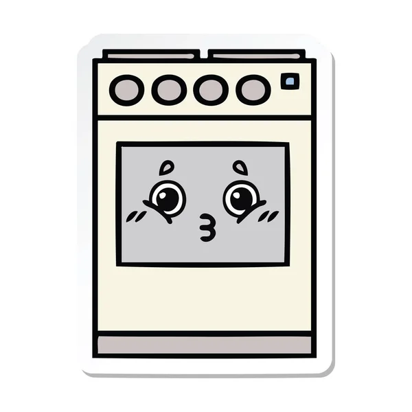 Pegatina de un lindo horno de cocina de dibujos animados — Vector de stock