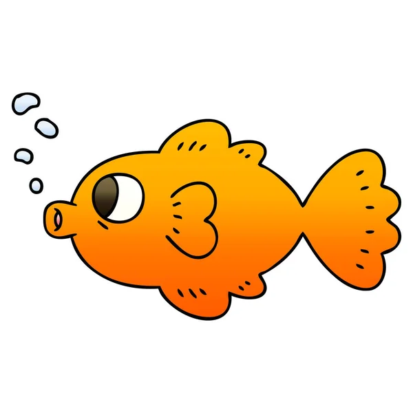 기발한 그라데이션 음영된 만화 물고기 — 스톡 벡터