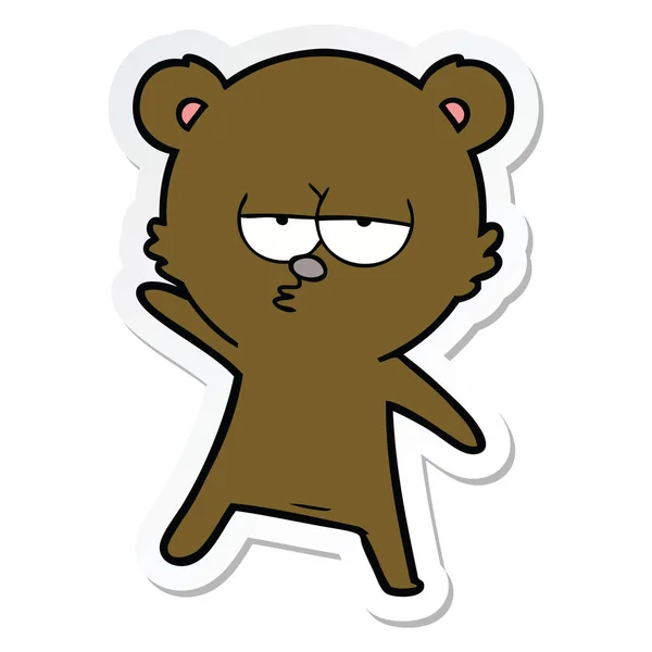 Sticker Bored Bear Cartoon — Stock Vector