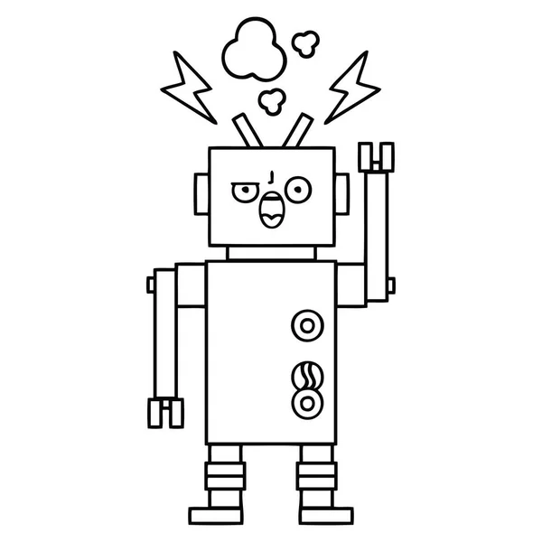 Çizim karikatür kırık robot — Stok Vektör