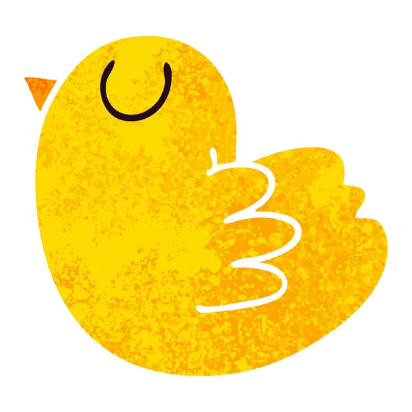 Excentrique rétro illustration style dessin animé oiseau jaune — Image vectorielle