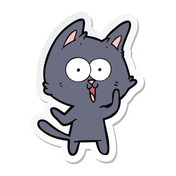 Sticker of a funny cartoon cat — Stock Vector