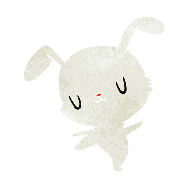 复古卡通插图 Kawaii 可爱的毛茸茸的兔子 — 图库矢量图片