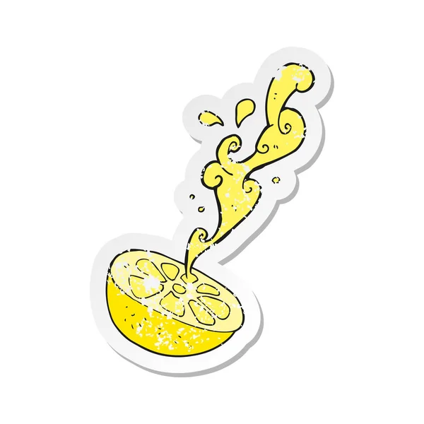 Pegatina retro angustiado de un limón de dibujos animados — Archivo Imágenes Vectoriales