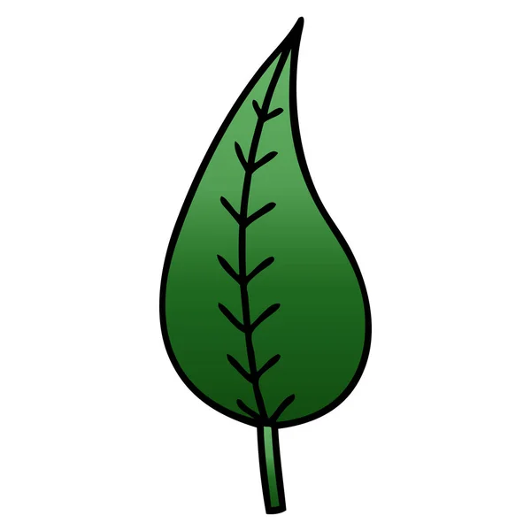 緑の葉のグラデーション シェーディング漫画 — ストックベクタ