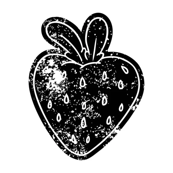 新鮮なイチゴの描画グランジ アイコン — ストックベクタ