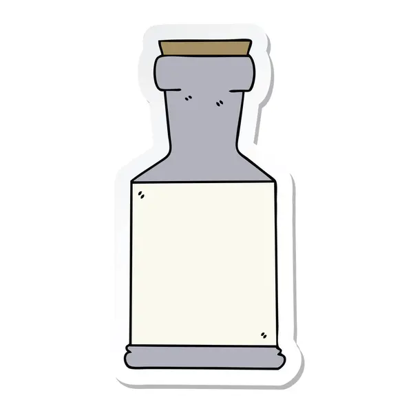 Sticker van een eigenzinnige hand getrokken cartoon potion fles — Stockvector
