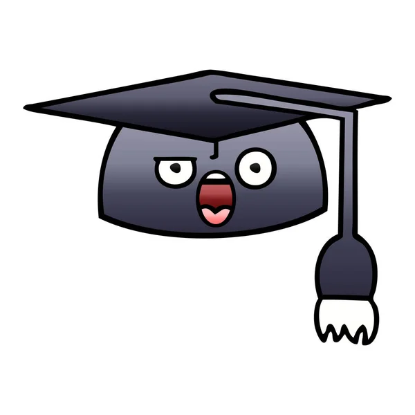 Dibujo Animado Sombreado Degradado Sombrero Graduación — Vector de stock