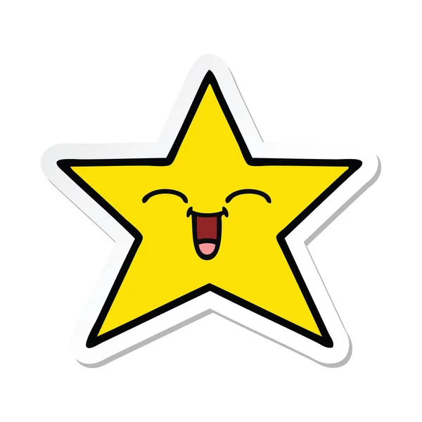 Etiqueta de uma estrela de ouro bonito desenhos animados — Vetor de Stock