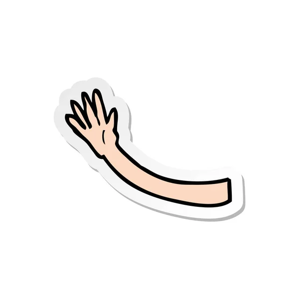 Pegatina de un gesto de brazo de dibujos animados — Vector de stock