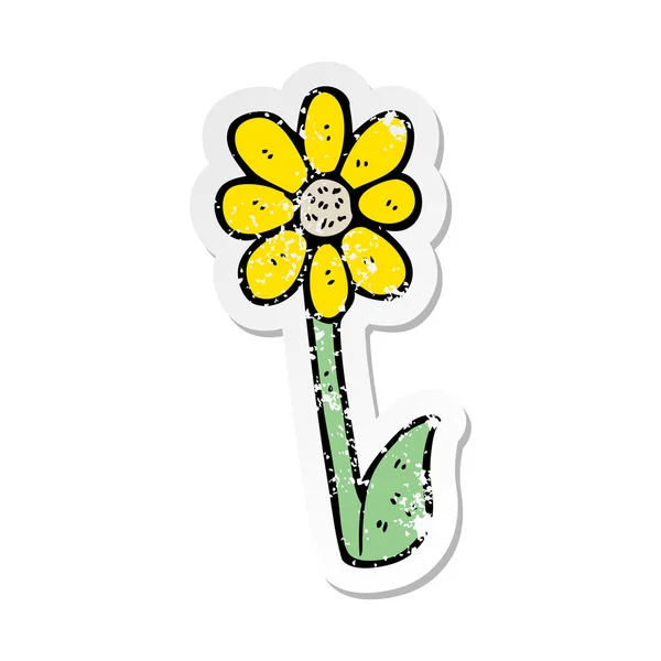 Retro Distressed Sticker Cartoon Flower — Stock Vector