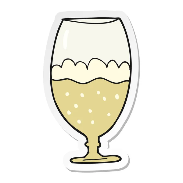 ガラスの漫画ビールのステッカー — ストックベクタ