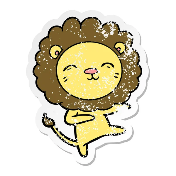 Distressed sticker of a cartoon lion — Stock Vector