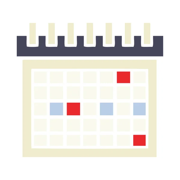 Piano colore retro cartone animato calendario di lavoro — Vettoriale Stock