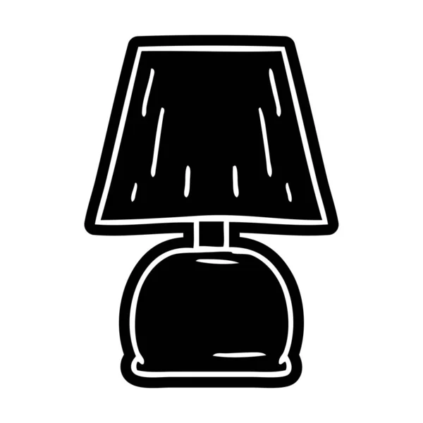 ベッド横のランプの漫画アイコン — ストックベクタ
