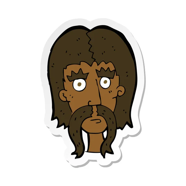 Sticker Cartoon Man Long Mustache — Stock Vector
