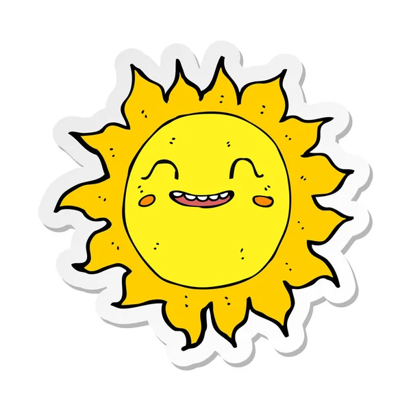 Sticker of a cartoon happy sun — Stock Vector