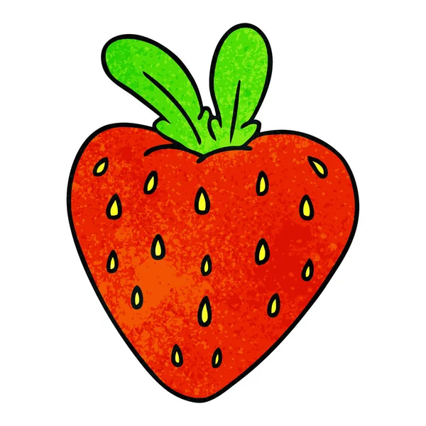 新鮮なイチゴの漫画落書きをテクスチャを手描き — ストックベクタ