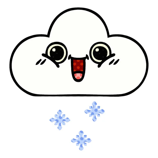 Comic-Stil Cartoon Schnee Wolke — Stockvektor