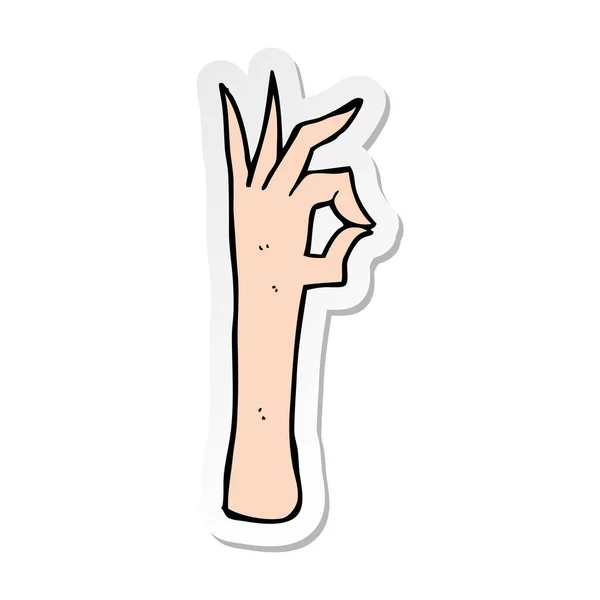 Sticker of a cartoon okay hand gesture — Stock Vector