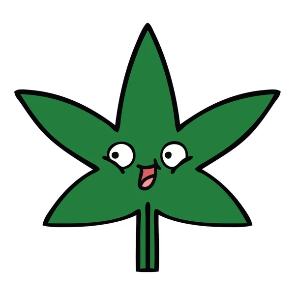 Roztomilý Kreslený Marihuana Leaf — Stockový vektor