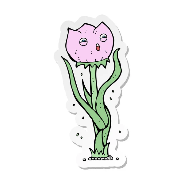 Sticker Van Een Cartoon Bloem — Stockvector