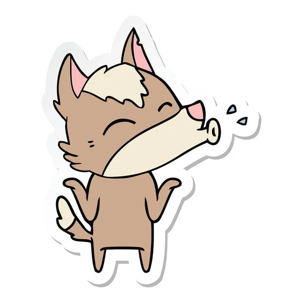 Sticker van een huilende wolf cartoon — Stockvector