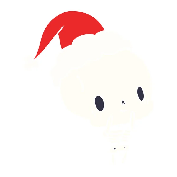 Mão Desenhada Desenhos Animados Natal Esqueleto Kawaii — Vetor de Stock