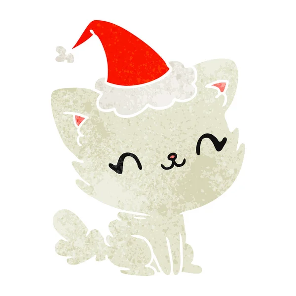 귀여운 고양이의 크리스마스 레트로 만화 — 스톡 벡터