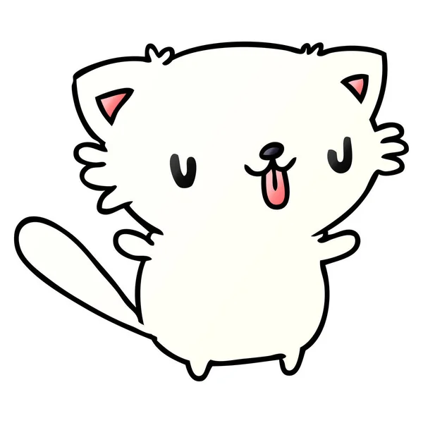 Gradient Cartoon Illustration Cute Kawaii Cat — Stock Vector