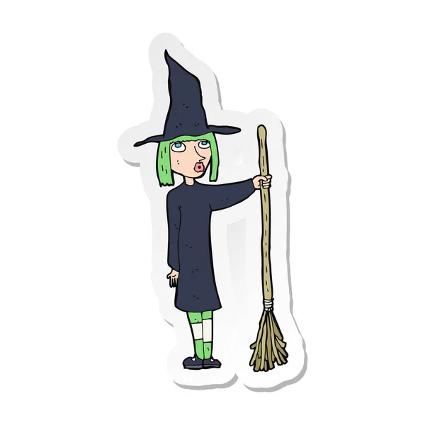 Sticker of a cartoon witch — Stock Vector