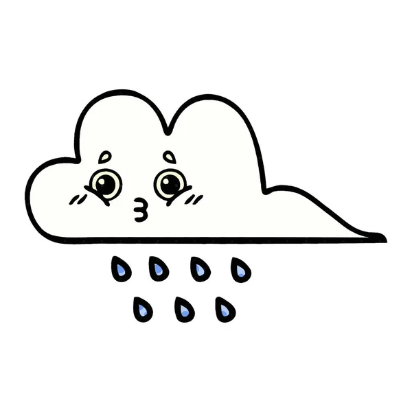 Comic Stil Karikatur Einer Regenwolke — Stockvektor