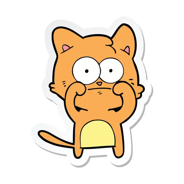 Pegatina Gato Nervioso Dibujos Animados — Vector de stock