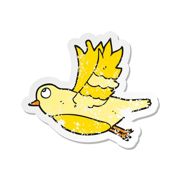 Retro Distressed Sticker Cartoon Bird Flying — Stock Vector