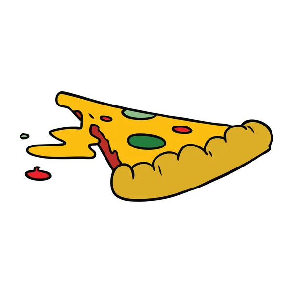 Garabato de dibujos animados de una rebanada de pizza — Vector de stock