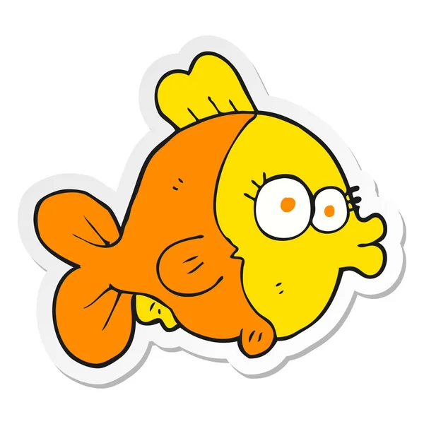 Sticker of a funny cartoon fish — Stock Vector